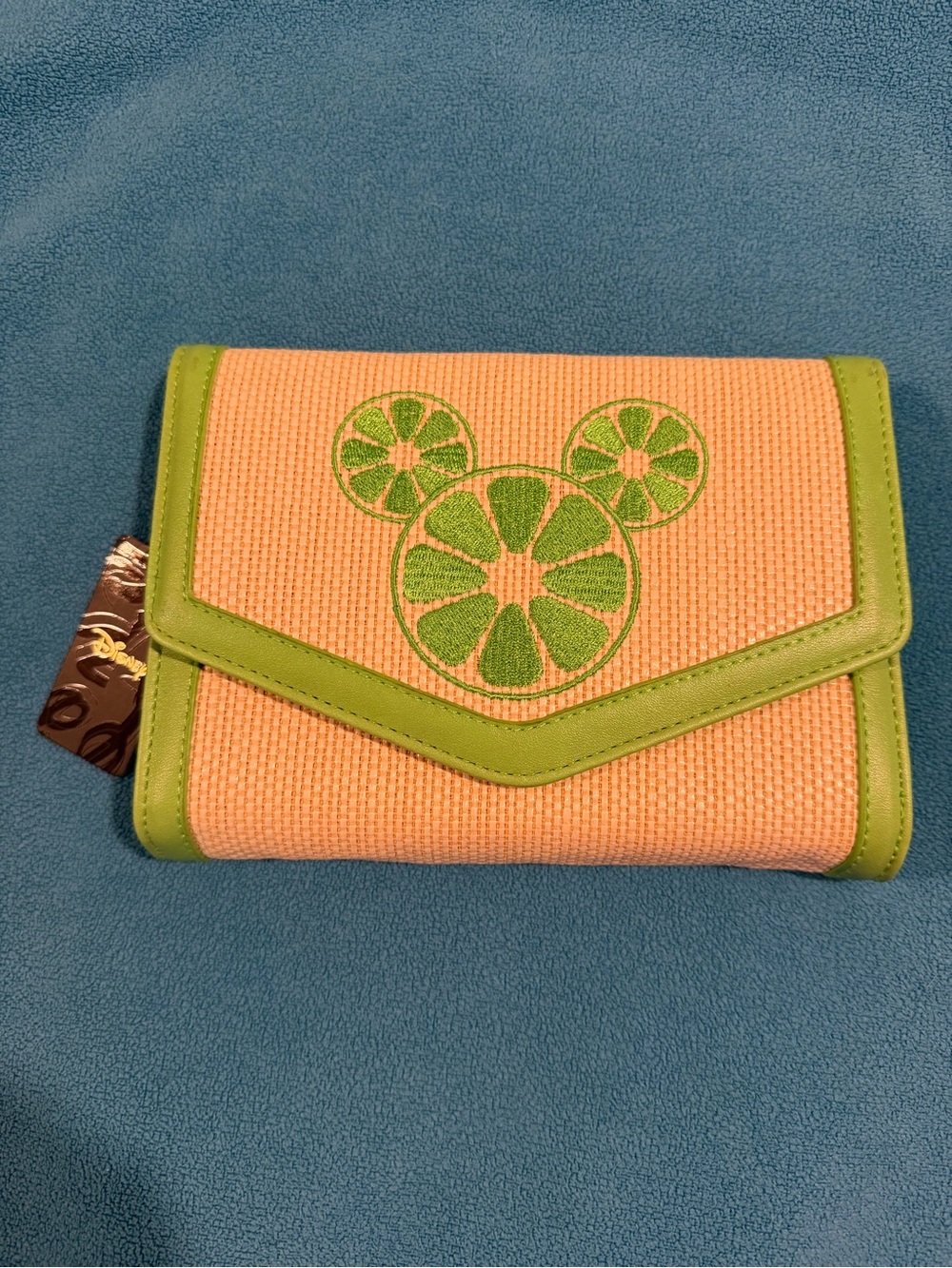 Disney Beige and Lime Crossbody Wallet with Citrus Mickey Embroidery